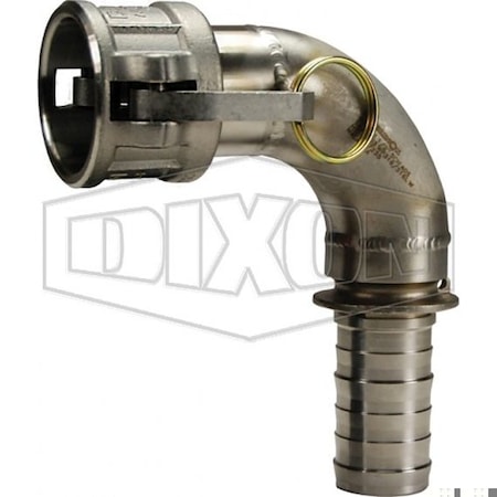 Dixon Type-C 90Deg Cam and Groove Elbow, 1-1/2 in, Female Coupler x Hose Shank, 316 SS, Domestic 150C-90SS
